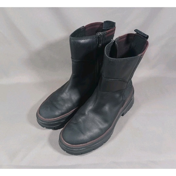Timberland Boots Womens 7.5 Black Malynn Chelsea Round Toe‎ A2D78 No Insoles - Picture 1 of 10